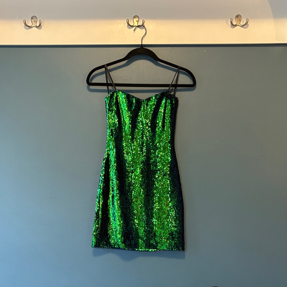 Green Sequin Mini Dress
